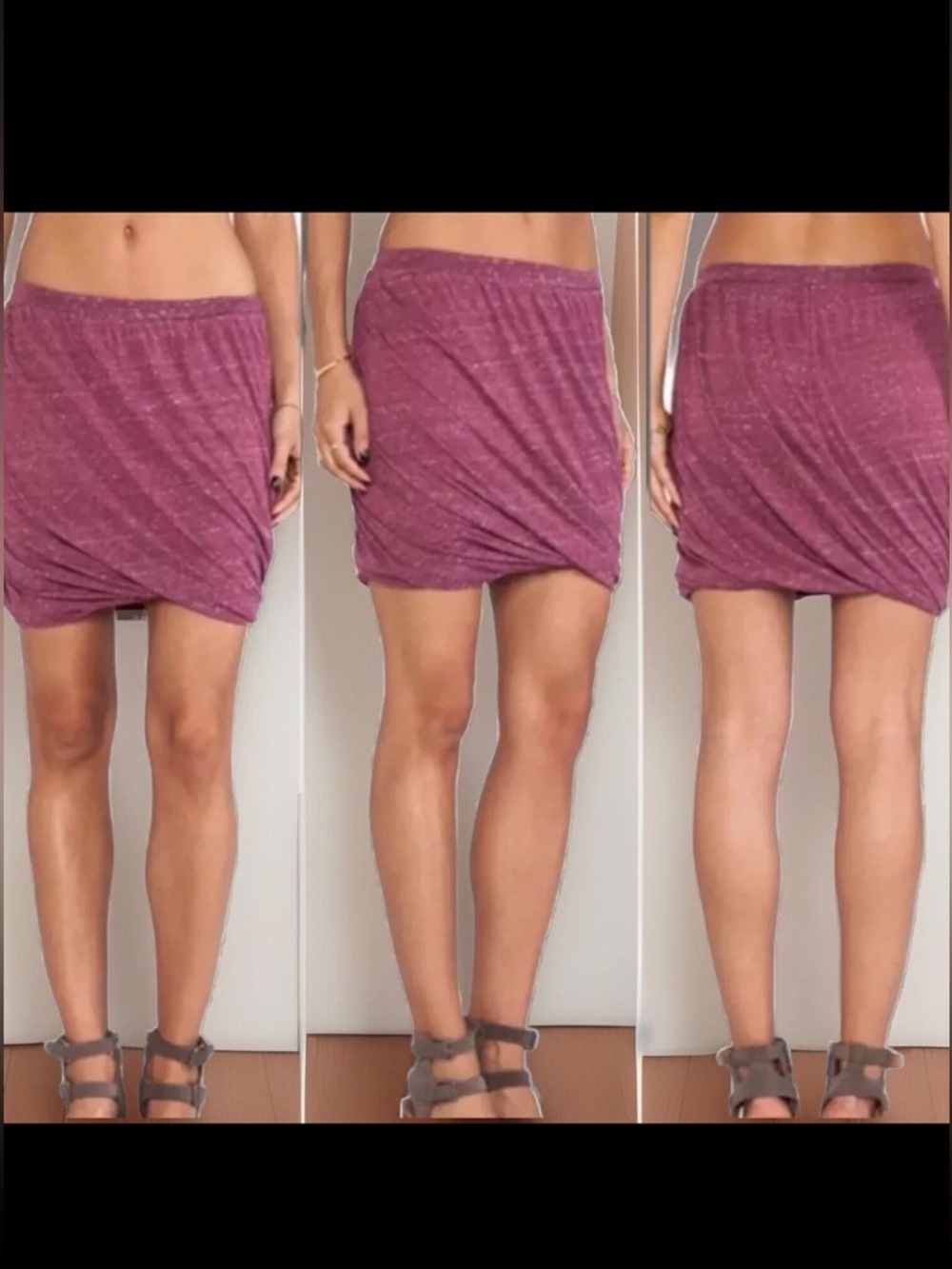 FREE PEOPLE Skirt Womens X-Small Mauve Speckled Twisted Bubble Mini OR Tube Top